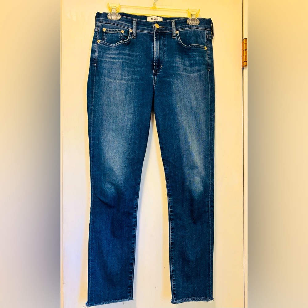 Agolde Sophie High Rise Skinny Jeans Crop Size 28 Med-Dark Wash Denim Stretch